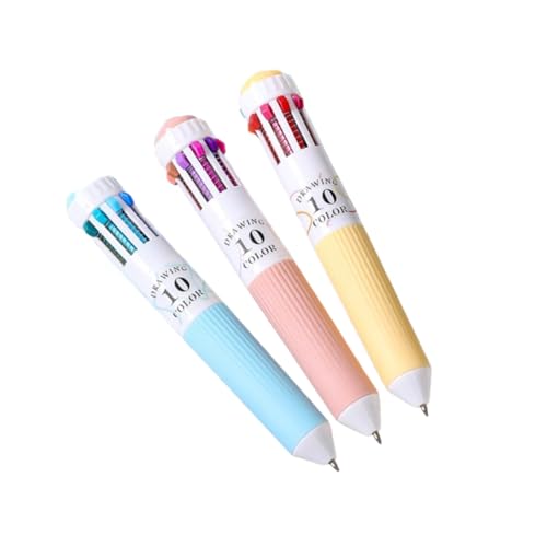 3pcs Einsenkbarer Mehrfarbiger Stift 10-Farben In-1-Schreiben Von Stiften Mehrfarbiger Kugelschreiber Für Schulbüroversorgungen Mehrfarbige Kugelschreiberstifte von Wdbild