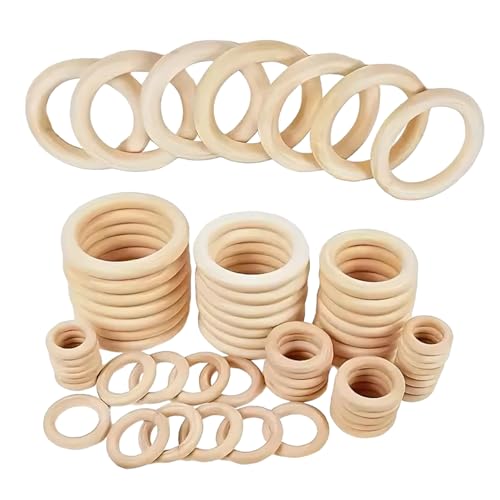 40pcs Naturholzringe Für Handwerksanhänger Stecker Holzringe Kreise Für Bastelschmuck Machen 8 Größe 15-50 Mm Holzhandwerkskreise von Wdbild
