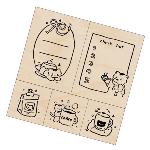 5 PCs Cartoon Cats Stempel Holzstempel Stempel Dekorative Schöne Für Zeitschriften Grußkarten Scrapbooking von Wdbild
