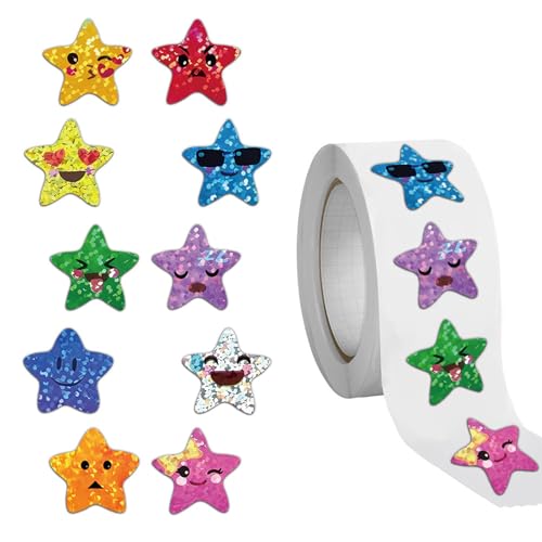 500 PCs Dekorative Aufkleber Happy Faces Journal Schöne Star Aufkleber Für Kreative Dekoration Gepäck Schöne Star Für Laptop Skateboard von Wdbild