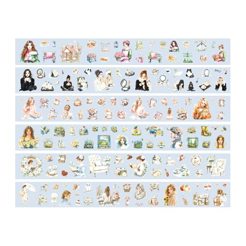 6Rolls Pre Cut Landscape Tape 50mmx2m Pet Scenic Sticker Tape Für Scrapbooking Fotoalbum Journal Notebook Dekoration Szene Aufkleber von Wdbild
