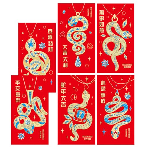 6pcs Rötung Umschläge Für Traditionelle Frühjahrsfest 2025 Schlangenjahre Geldpakete Papierbeutel Hongbao Für Neujahr von Wdbild