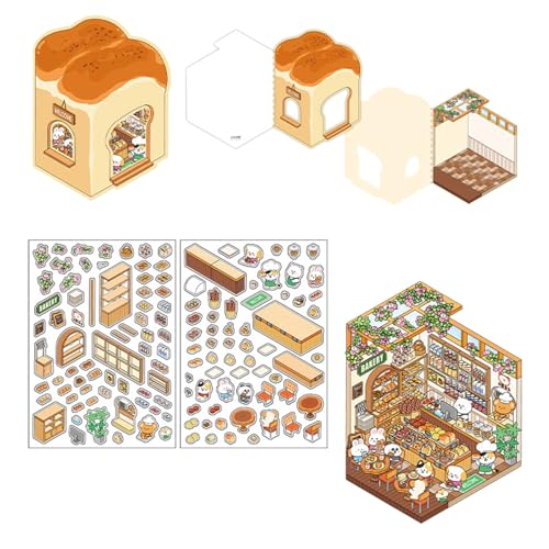 Cartoon Backgeschäft Landschaft Aufkleber Sammelalbum Aufkleber 2.5D Szene Aufkleber Ästhetischer Aufkleber Scrapbooking Supplies Szene Machen von Wdbild