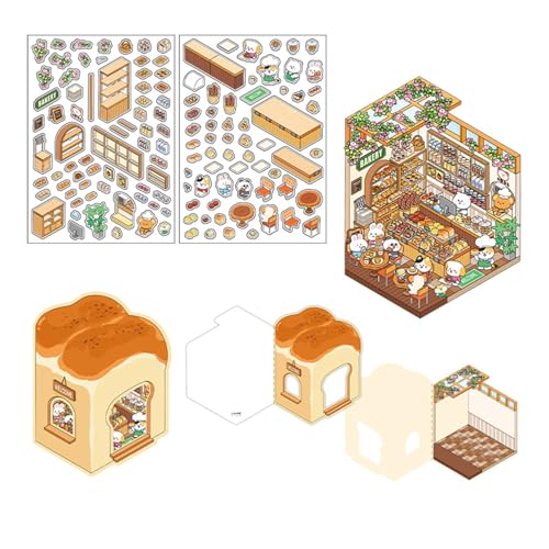 Cartoon Backgeschäft Landschaft Aufkleber Sammelalbum Aufkleber 2.5D Szene Aufkleber Ästhetischer Aufkleber Scrapbooking Supplies Szene Machen von Wdbild