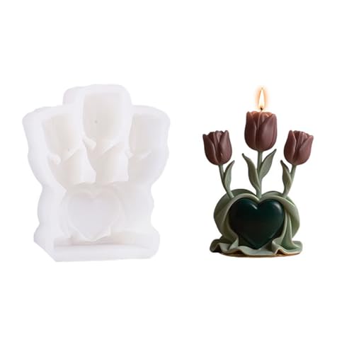 Duft Kerzenform Herz Herz Tulpen Silikonform Orament Formen Seifenguss Pflaster Handwerksbedarf Duftende Kerze von Wdbild