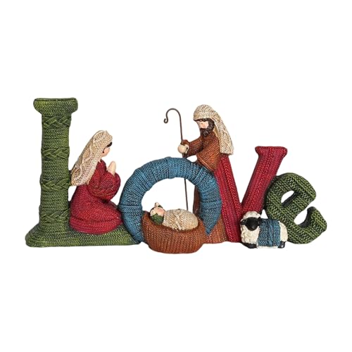 Harznativität Display Mit Heiliger Familie Und Liebesstatue Für Winter Home Decoration Religiöse Inspiration Heilige Statue von Wdbild