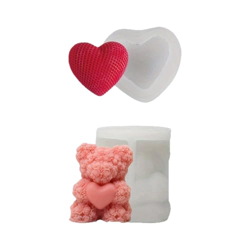Kerzenformen Herzbären Gussform Formen Valentinstag Silikonformen Ornament Epoxidharz Pflaster Schimmelgüsse Herzbärenkin Silikonharz Für Hochzeit von Wdbild