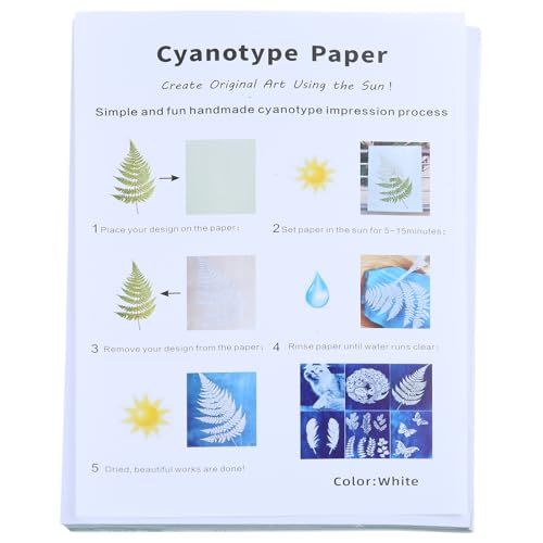 Sun Print Paper Cyanotype Papier Kits Solarzeichnung Sensitivität Naturdruck Mit Blatt Für Schulbüro Solarenzeichnung Cyanotype Hochempfindlicher Sonnenabdruck Für Die Schule von Wdbild