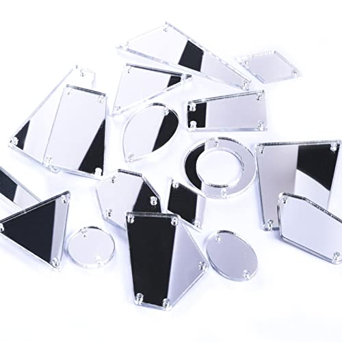 Wdbild 20/50pcs Mix Größe Acrylspiegel Nähen Strasssteine ​​gekrümmte Rückennähsteine ​​nähen Sie Handwerk Für Kleidungsstücke von Wdbild