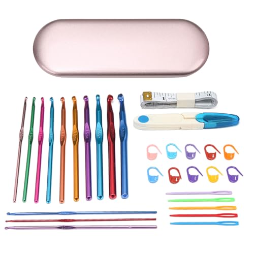 Wdbild 30 Stücke Häkeln Haken Set Ergonomisches Strick Nadel Gewebegarn Kits Mit Aufbewahrungskoffer Und Häkelnadelzubehör von Wdbild