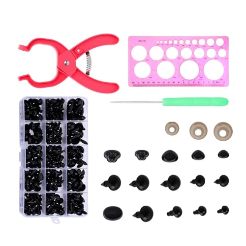 Wdbild 476pcs Sicherheitsauge Und Nase Mit Unterlegscheiben Für Häkelkugelpuppen Plüsch Tierhandwerk Machen Verschiedene Größe (5mm-13mm). von Wdbild