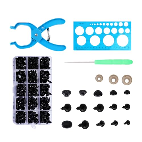 Wdbild 476pcs Sicherheitsauge Und Nase Mit Unterlegscheiben Für Häkelkugelpuppen Plüsch Tierhandwerk Machen Verschiedene Größe (5mm-13mm). von Wdbild