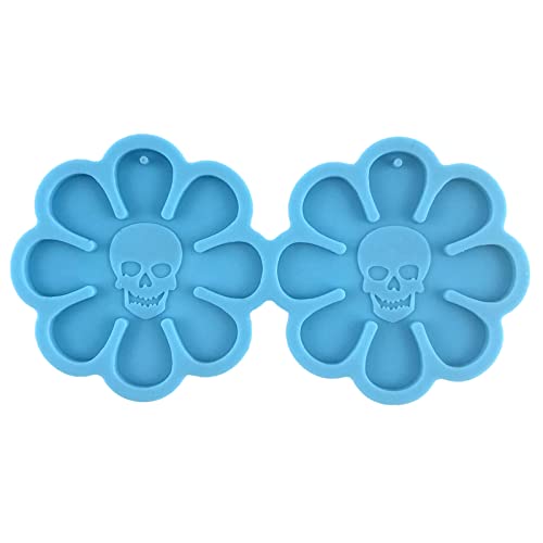 Wdbild Anhänger Silikonform, Halloween Totenkopf Ohrringform, Resin Schmuckform Ohrring Silikonform mit Loch Blumen Gießform für Anhänger, Schlüsselanhänger von Wdbild