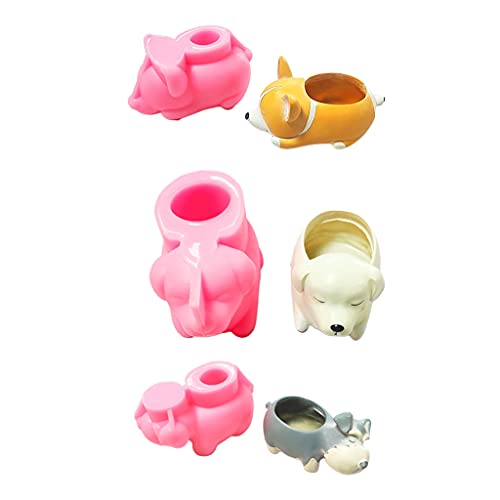 Wdbild Blumentopf Silikonform, Set mit 3 realistischen 3D-Silikonformen in Hundeform, antihaftbeschichtete Sukkulententöpfe, Silikonformen, ideal für handgefertigte von Wdbild