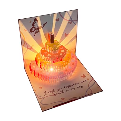 Wdbild Einzigartige 3D Top Geburtstagskarte Mit Schmetterlingsmuster Und Kuchen Designs Musical Light Effect Geburtstag Grußkarte von Wdbild