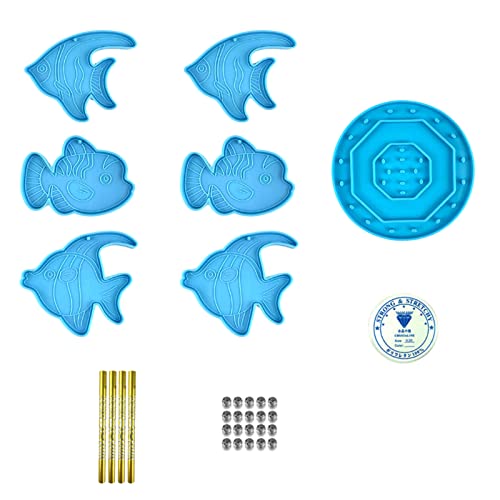 Wdbild Epoxidharz Silikonform, Fisch-Silikon-Harz-Form-Set für Harzguss, Harz-Glockenspiel-Form, Wohndekor, Harzzubehör von Wdbild