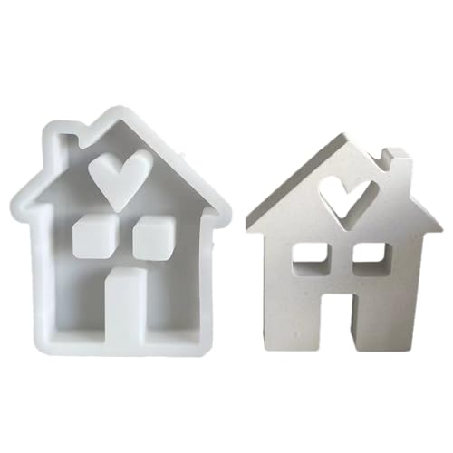 Wdbild Epoxidharz Silikonform, Hausförmige Ornament-Bastelform Hausfiguren-Erstellungsform Einfach zu verwendende Herzhaus-Dekorationsformen von Wdbild