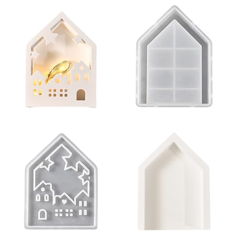 Wdbild Epoxidharz Silikonform, Mehrzweck-Haus-Ornament-Form, kreative hohle Haus-Silikonform für Aufbewahrungsboxen und Atmosphären, helle Wohndekore von Wdbild