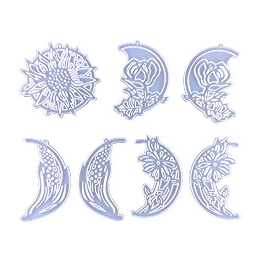 Wdbild Epoxidharz Silikonform, Mondblumen-Wanddekorationsform, Wandbehang-Silikonform, Mond- und Blumen-Epoxidharz-Gussform für Heimwerker-Heimdekoration von Wdbild