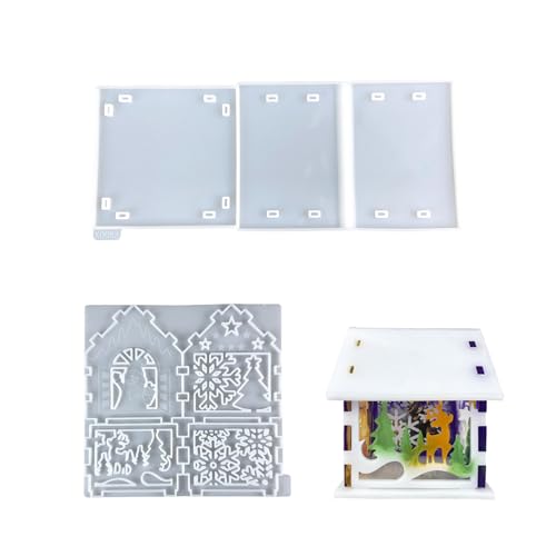Wdbild Epoxidharz Silikonform, Schreibtisch-Ornament-Form, flexible Silikonform für Weihnachten, kleine Hausdekoration, Epoxidform, Schmuckherstellung von Wdbild