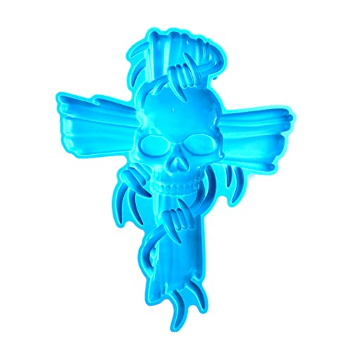 Wdbild Epoxidharz Silikonform, Totenkopf-Kreuz-Harzform Silikon, Wandkunstform Kruzifix-Silikonform für Epoxidharz-Gießwand-Desktop, Schrankdekore von Wdbild