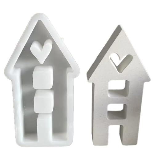 Wdbild Epoxidharz Silikonform, Wunderschöne herzförmige Hausornamentform Liebeshaus-Dekorationsform Einzigartige Ornament-Harzform für Projekte von Wdbild