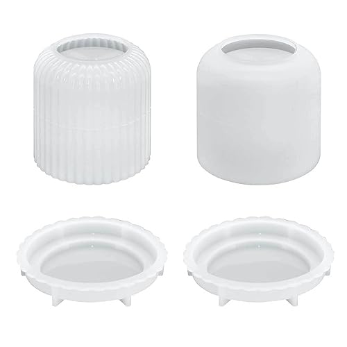 Wdbild Kerzenform Silikon, 2er-Pack Silikonform-Set, Heimdekorationen, Silikon-Betonformen, Silikonform für Kerzenbecher mit Abdeckungen von Wdbild