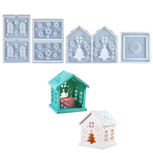 Wdbild Kerzenform Silikon, Weihnachtsbaum-Kerzenhaus-Silikonform-Set, Weihnachtskerzenhaus-Form, Silikon-Weihnachtsbaumform für saisonale Dekorationen von Wdbild