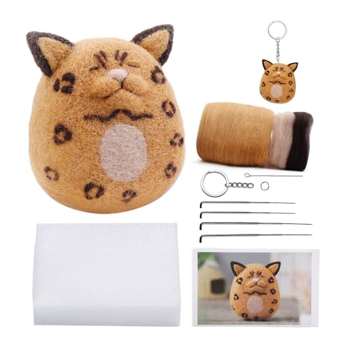 Wdbild Nicht Fertiggestellte Filzkits Tierkatze Wolle Nadel Spielzeugpuppen Filling Poked Nadelmaterialpaket Für Anfänger Erwachsene von Wdbild