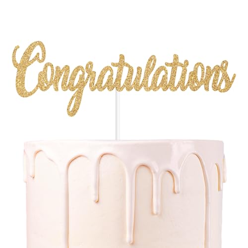 Tortenaufsatz mit goldfarbenem Glitzer, Aufschrift "Congrats 2024/Class of 2024, 2024, Abschlussfeier, Party-Dekorations-Zubehör von We Can Bearly Wait