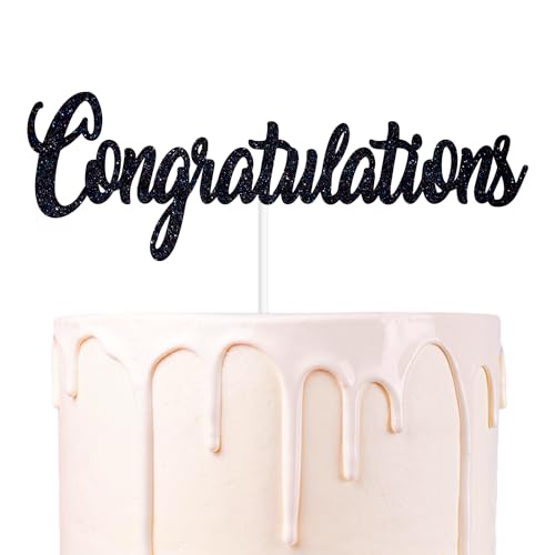 Tortenaufsatz mit schwarzem Glitzer, Aufschrift "Congrats 2024/Class of 2024, 2024, Abschlussfeier, Party-Dekorations-Zubehör von We Can Bearly Wait