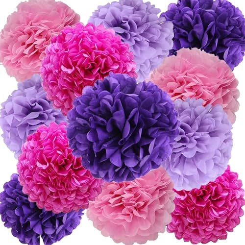 12 Stück papier Pompons Set,Violett Hellrosa Rosenrot Pom Poms Papier für Hochzeit,Geburtstag,Party- 30,5 cm, 25,4 cm 12 Stück papier Pompons Set,Violett Hellrosa Rosenrot Pom Poms Papier für Hochzeit,Geburtstag,Party- 30,5 cm, 25,4 cm von We Moment Zone