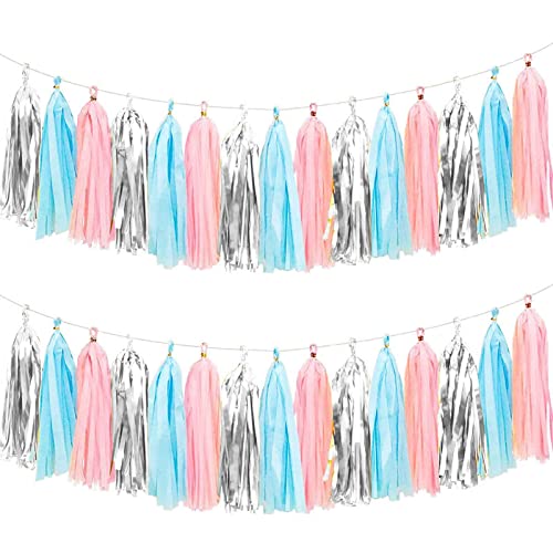 15 Stück Rosa Blau Quaste Girlande,Seidenpapier Tassel Girlande für Baby Dusche Deko,Geburtstag,Hochzeit Party Dekoration 15 Stück Rosa Blau Quaste Girlande,Seidenpapier Tassel Girlande für Baby Dusche Deko,Geburtstag,Hochzeit Party Dekoration von We Moment Zone