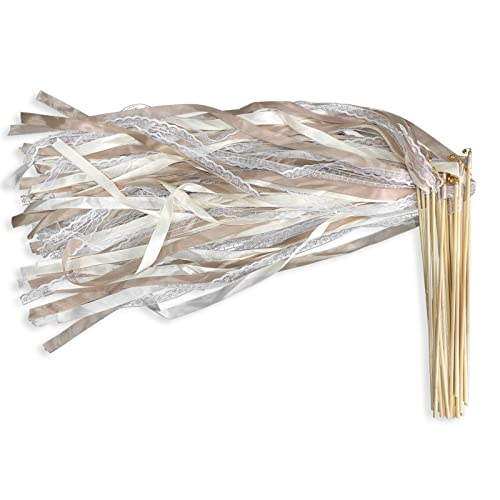 30 Stück Champagnerfarbene Stäbe mit Hochzeitsbändern und Wedding Wands mit Glöckchen,Seidenfeenstab,Luftschlangen Hochzeit,zauberstäbe Hochzeit,für Partys, Babypartys, Urlaub, Feiern 30 Stück Champagnerfarbene Stäbe mit Hochzeitsbändern und Wedding Wands mit Glöckchen,Seidenfeenstab,Luftschlangen Hochzeit,zauberstäbe Hochzeit,für Partys, Babypartys, Urlaub, Feiern von We Moment Zone