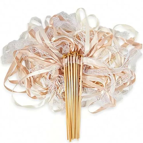 30 Stück Champagnerfarbene Stäbe mit Hochzeitsbändern und Wedding Wands mit Glöckchen,Seidenfeenstab,Luftschlangen Hochzeit,zauberstäbe hochzeit,für Partys, Babypartys, Urlaub, Feiern 30 Stück Champagnerfarbene Stäbe mit Hochzeitsbändern und Wedding Wands mit Glöckchen,Seidenfeenstab,Luftschlangen Hochzeit,zauberstäbe hochzeit,für Partys, Babypartys, Urlaub, Feiern von We Moment Zone