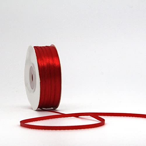 3mm 91m Rot Satinband,Rot Schleifenband Dekoration Stoffbänder Bänder Geschenkband Breit Stoffband für Hochzeit -1 Rollen von We Moment Zone