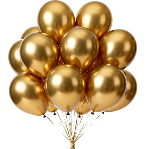 50 Stück 12 Zoll Luftballons Gold,Metallic Luftballons Goldene Latex Helium Ballons für Geburtstag,Hochzeit Party Dekoration von We Moment Zone