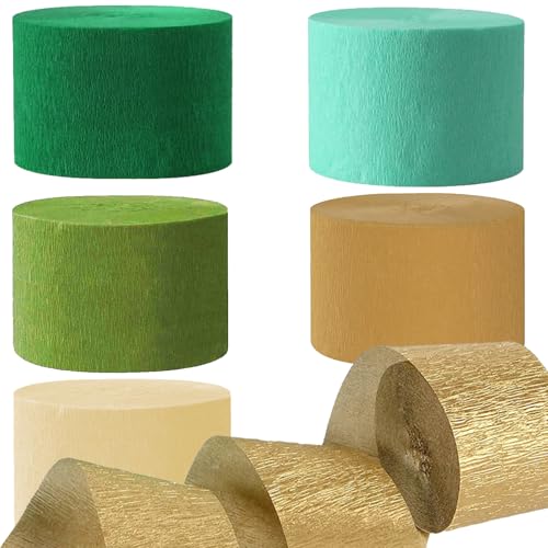 6 Rollen Salbei Grün Minzgrün Gold Weiß Krepppapier, Kreppbänder, Krepppapier Luftschlangen Dekoration，für Geburtstag Babydusche Hochzeitsfeier Dekorationen(4.5 cm x 25 m) von We Moment Zone