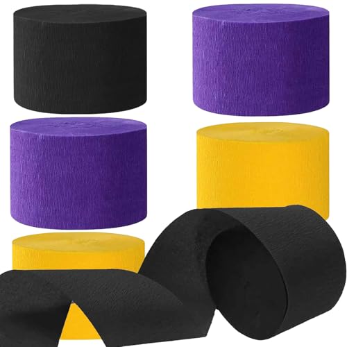 6 Rollen Schwarz Violett Gelb Krepppapier, Kreppbänder, Krepppapier Luftschlangen Dekoration，für Geburtstag Babydusche Hochzeitsfeier Dekorationen(4.5 cm x 25 m) von We Moment Zone