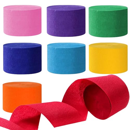 8 Rolls Krepppapier Bunt,Kreppbänder Regenbogen,Multicolor Papier Streamer Hochzeit,Luftschlangen，Karneval,Party Décoration von We Moment Zone