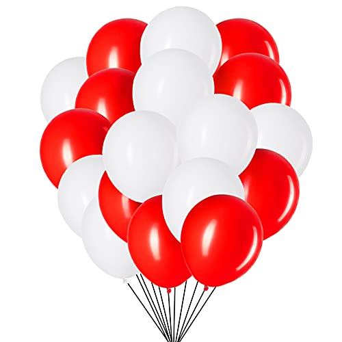 Ballons Rot und Weiß, 12 Zoll Rot und Weiß Luftballons Heliumballons Geburtstag Ballons Hochzeit Party Dekorieren 50 Stück von We Moment Zone