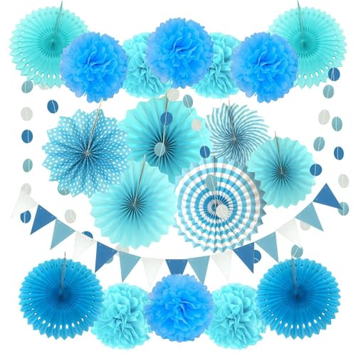 Blau Party Dekoration Papier - Pompoms, Aufhängen Fächer, Dreieckige Wimpel und hängende Glitter Punkt Papier Girlande für Party Hochzeit Geburtstag Graduierung Deko Weihnachten Karneval 20 Stück Blau Party Dekoration Papier - Pompoms, Aufhängen Fächer, Dreieckige Wimpel und hängende Glitter Punkt Papier Girlande für Party Hochzeit Geburtstag Graduierung Deko Weihnachten Karneval 20 Stück von We Moment Zone