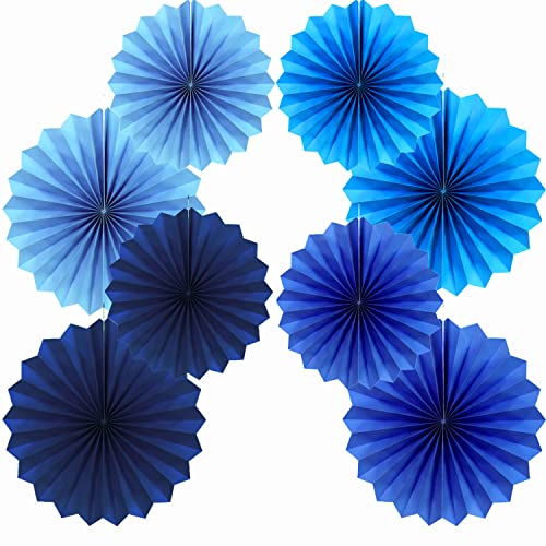 Fächer Papier Deko,Blau 40.6CM(16in) and 30.4CM(12in) Hängende Papier Fächer Dekoration,Party Papier Fans Dekorpapier Kit 6er Set von We Moment Zone