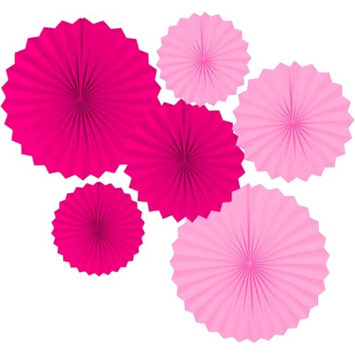 Fächer Papier Deko,Rosa 40.6CM(16in) and 30.4CM(12in) Hängende Papier Fächer Dekoration, Party Papier Fans Dekorpapier Kit 6er Set von We Moment Zone