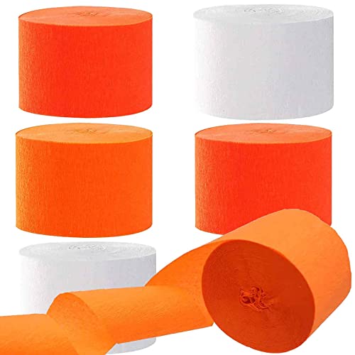 Kreppbänder Orange Weiß 4.5 cm x 25 m 6 Rollen Krepppapier Party Crepe Streamer Luftschlangen Dekorationen Orange Weiß von We Moment Zone