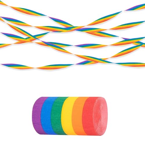 Kreppbänder Regenbogen 6 Rollen，Multicolor Krepppapier Party Crepe Streamer Luftschlangen Dekorationen，Regenbogen Party Bunt von We Moment Zone