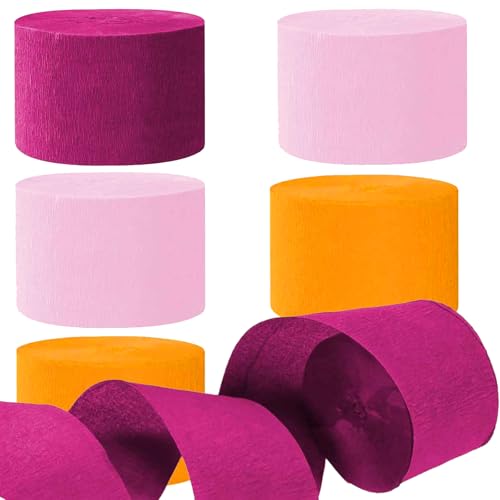 Kreppbänder Rosa hellrosa orange 4.5 cm x 25 m 6 Rollen Krepppapier Party Crepe Streamer Luftschlangen Dekorationen Rosa hellrosa orange von We Moment Zone