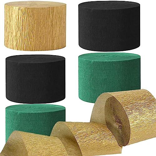 Kreppbänder Schwarz Dunkelgrün Gold 4.5 cm x 25 m 6 Rollen Krepppapier Party Crepe Streamer Luftschlangen Dekorationen Schwarz Dunkelgrün Gold von We Moment Zone