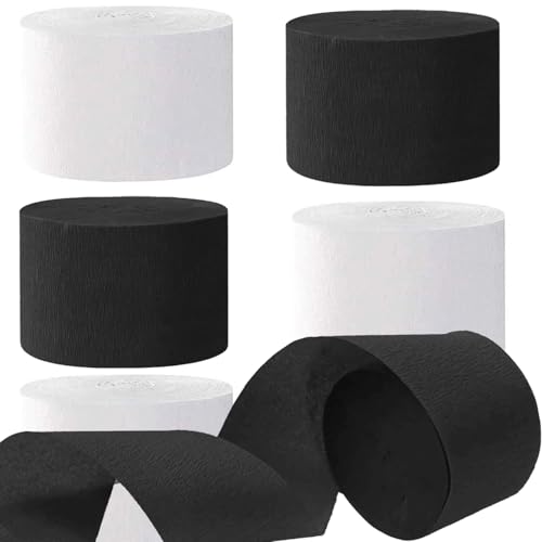 Kreppbänder Weiß Schwarz 4.5 cm x 25 m 6 Rollen Krepppapier Party Crepe Streamer Luftschlangen Dekorationen Weiß Schwarz von We Moment Zone
