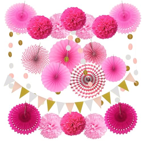 Rosa Party Dekoration Papier - Pompoms, Aufhängen Fächer, Dreieckige Wimpel und hängende Glitter Punkt Papier Girlande für Party Hochzeit Geburtstag Graduierung Deko Weihnachten Karneval 20 Stück Rosa Party Dekoration Papier - Pompoms, Aufhängen Fächer, Dreieckige Wimpel und hängende Glitter Punkt Papier Girlande für Party Hochzeit Geburtstag Graduierung Deko Weihnachten Karneval 20 Stück von We Moment Zone